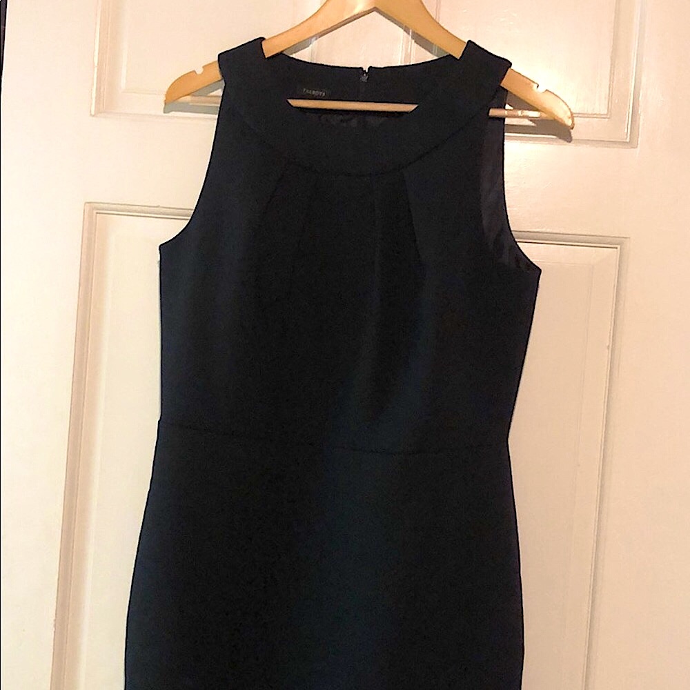 Talbots little black dress LBD yolk neckline